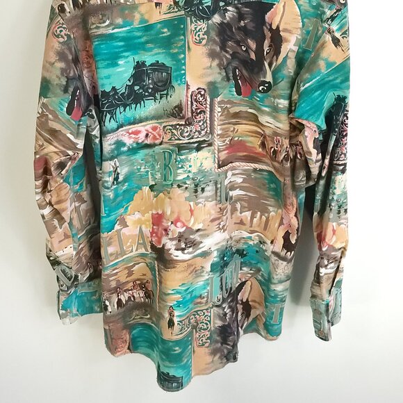 Vtg Brooks Dunn Western Shirt Men's 16 1/2x35 Multicolor Print Panhandle Slim - Picture 5 of 10